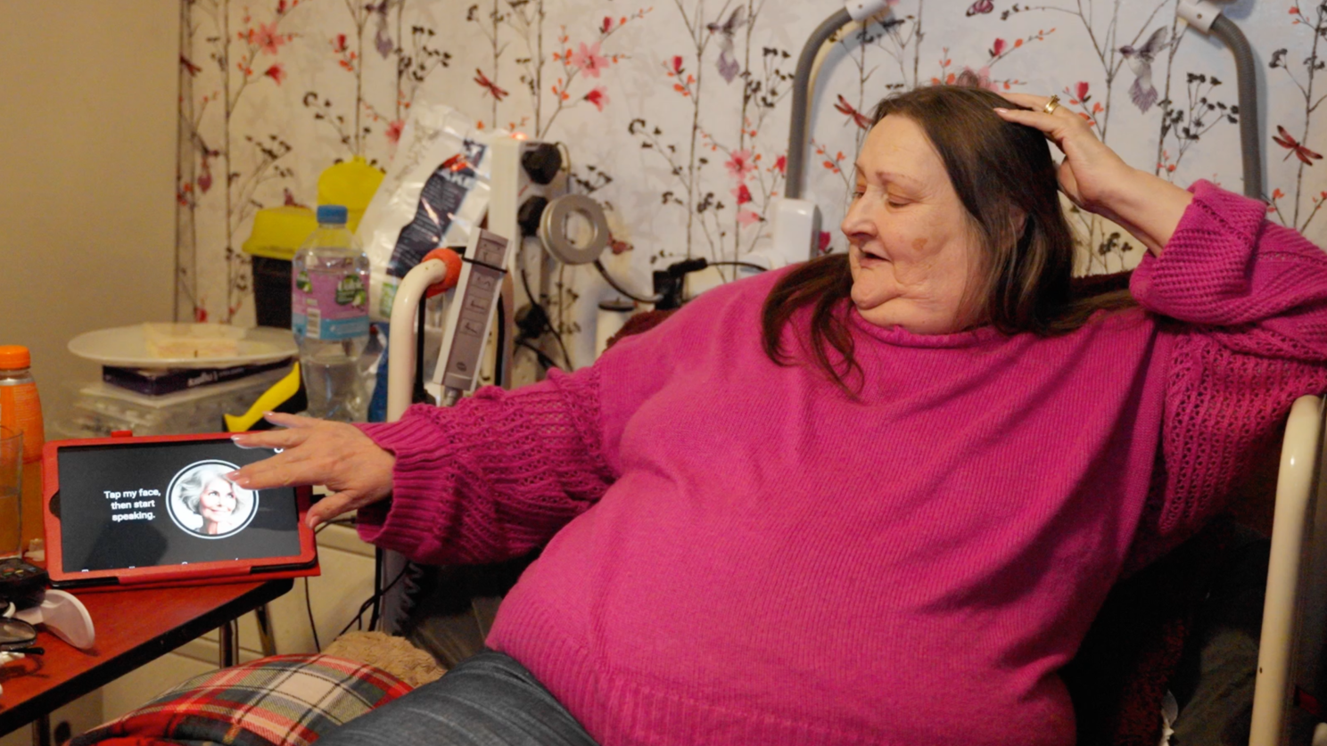 Yvonne speaking with Rosie, one of the Comfort Companions.